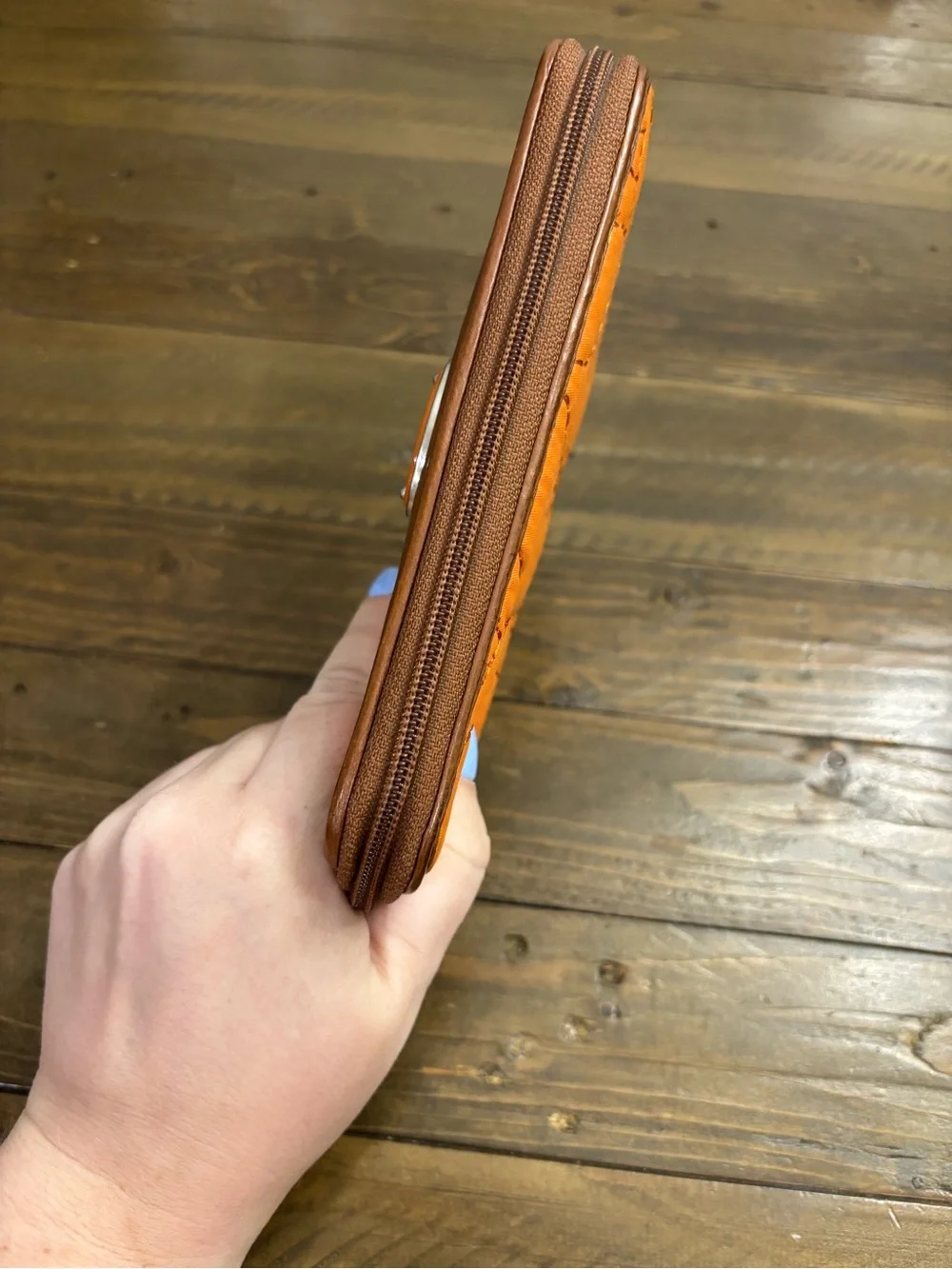 Fossil Key-Per Orange Quilted Wallet